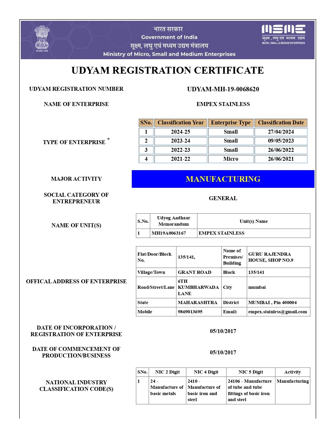 Home udyam registration certificate (1) page 0001